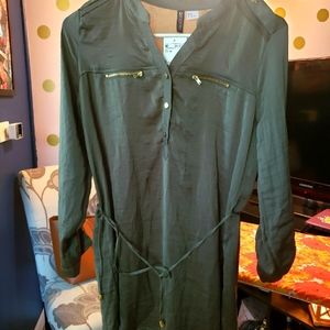 Green satin shirt